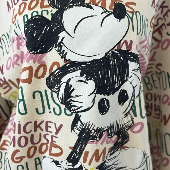 Disney Mickey Mouse Sweatshirt Size 3X Beyond Classic All Over Graffiti Cream - Picture 2 of 11